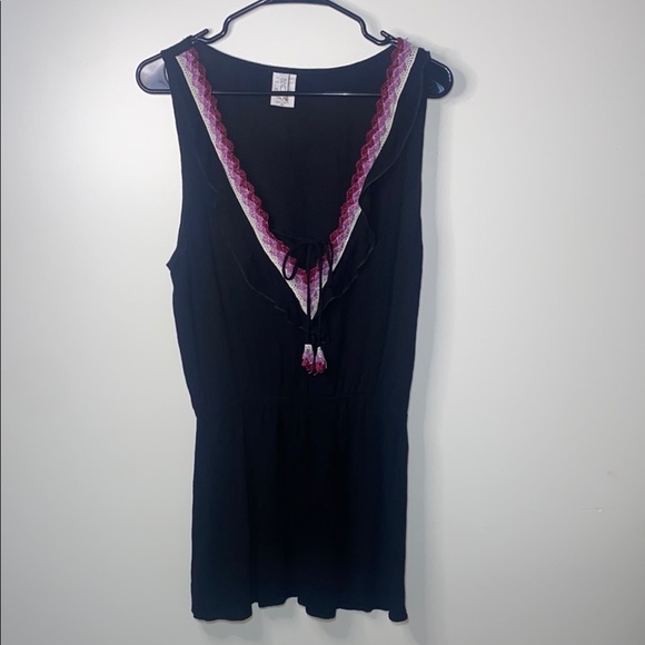 BECCA Black and Pink V-Neck Swim Coverup - Picture 1 of 5